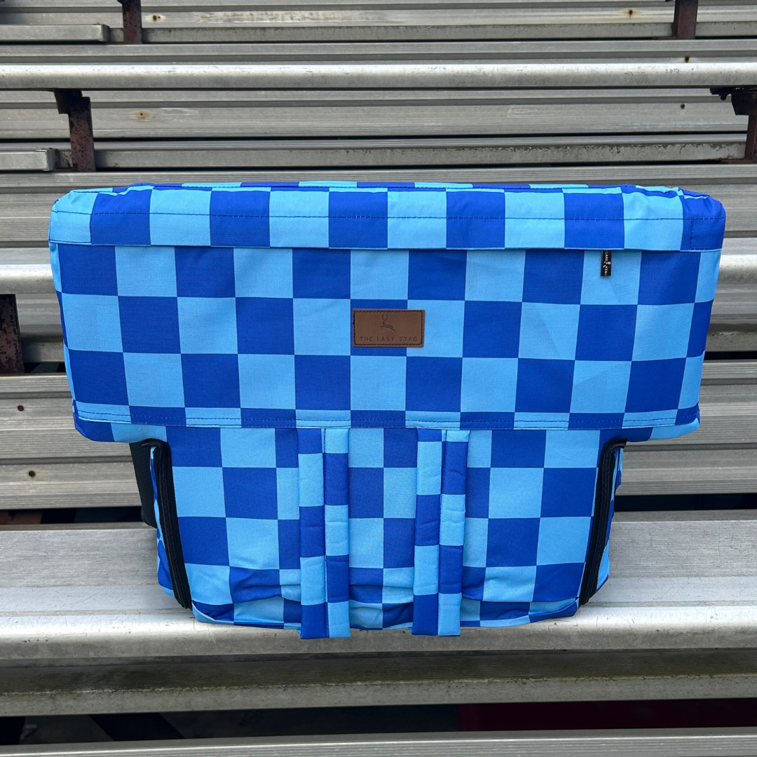Blue Checkerboard 23" Stadium Seat with Armrests