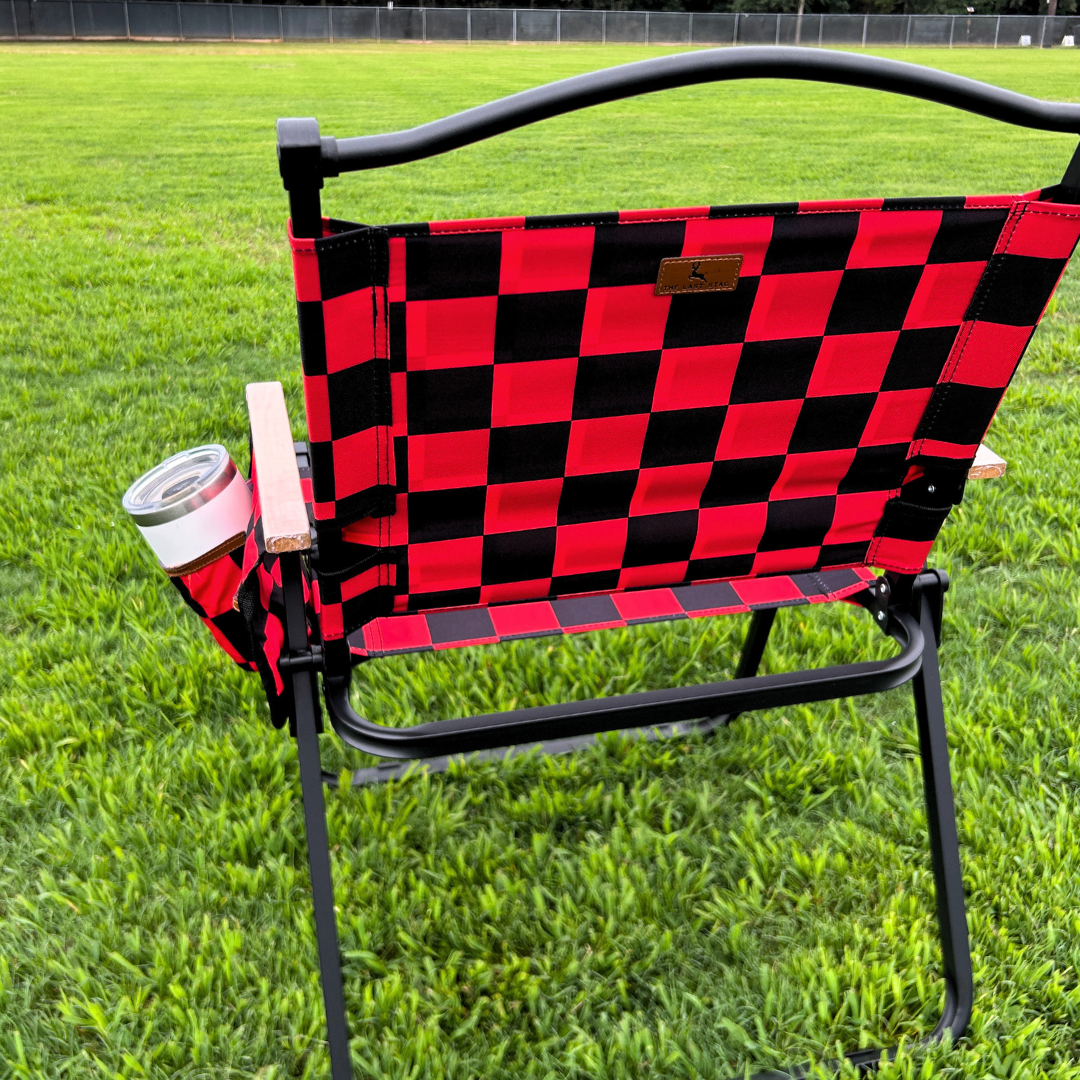 Red Checkerboard Folding Lawn Chair