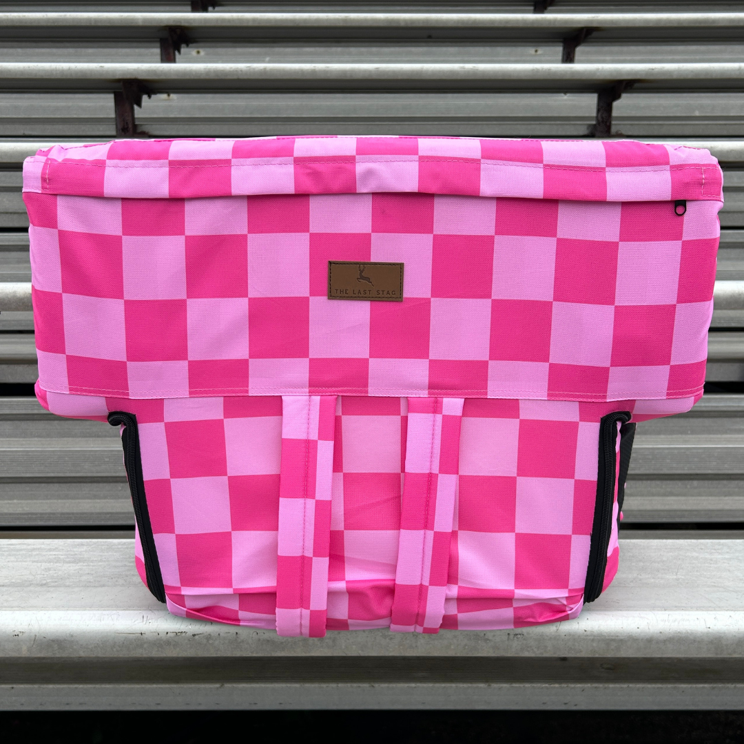 Pink Checkerboard 23" Stadium Seat with Armrests