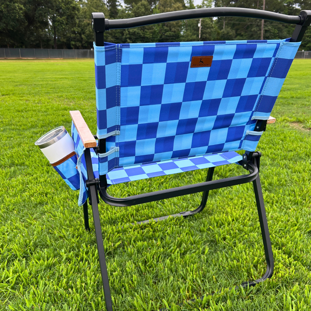 Blue Checkerboard Folding Lawn Chair