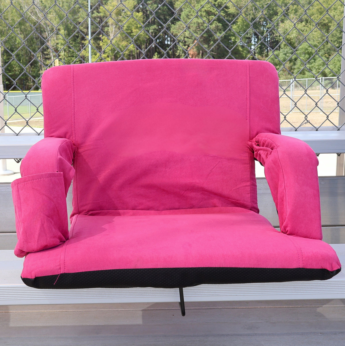 Pink Suede 23" Stadium Seat with Armrests