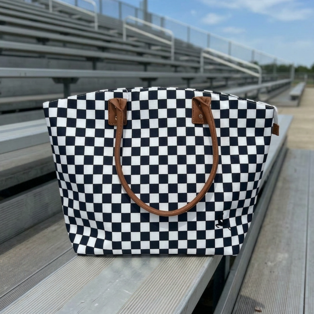 Black and White Checkerboard Tote Bag