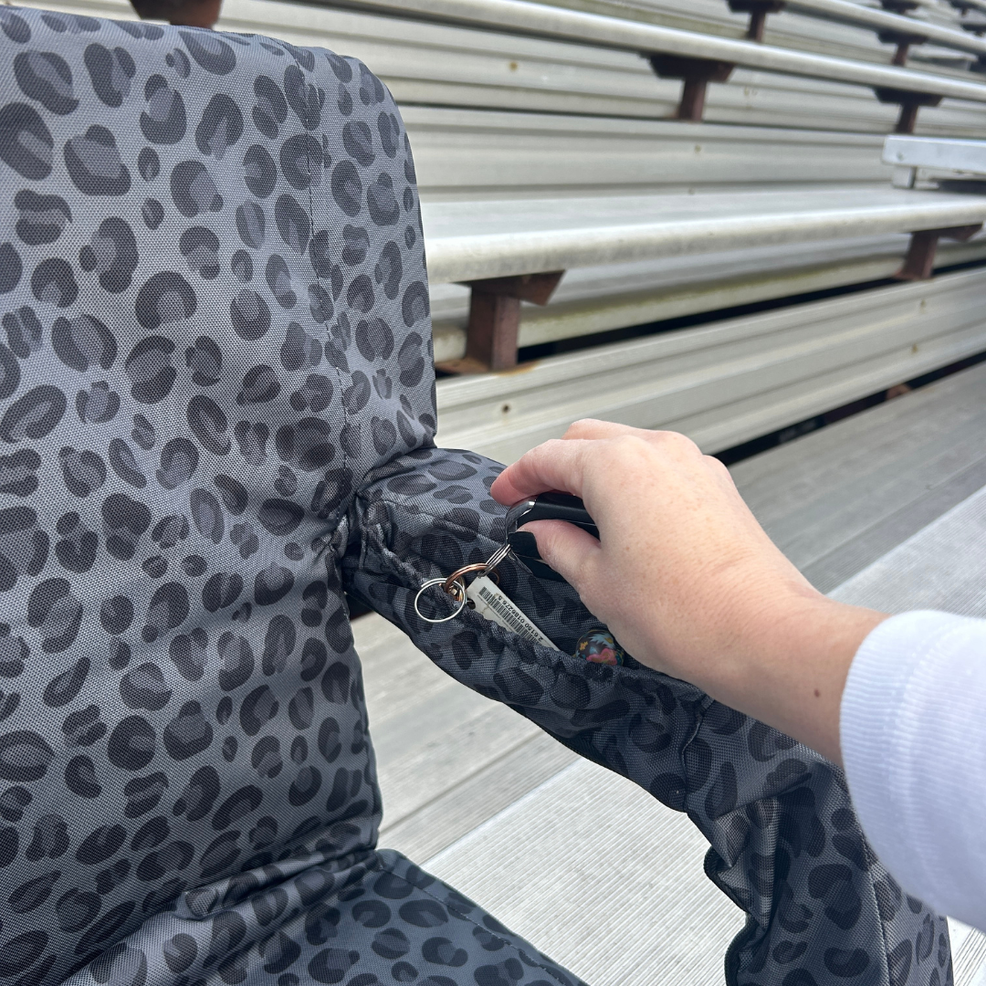 Black Leopard 23" Stadium Seat with Armrests
