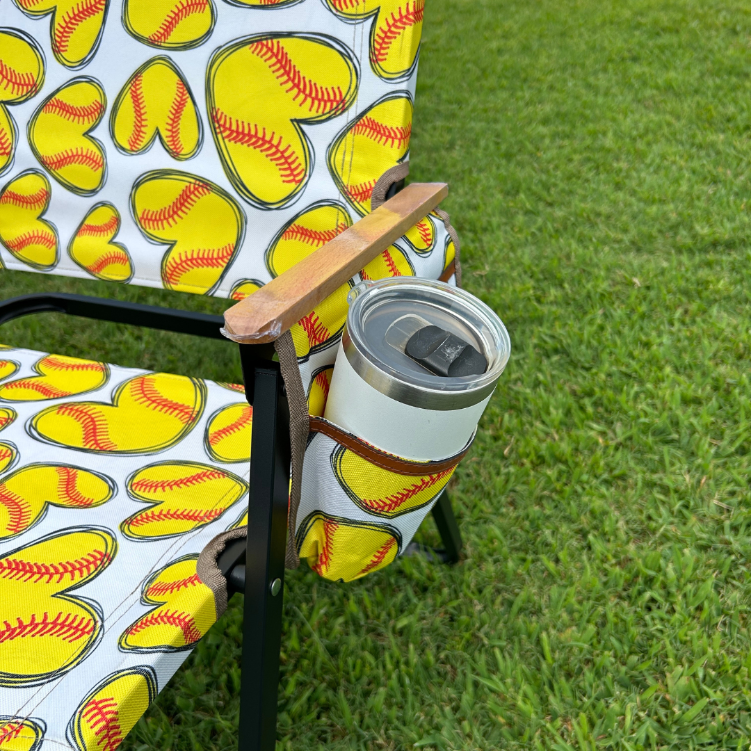 Softball Hearts Folding Lawn Chair