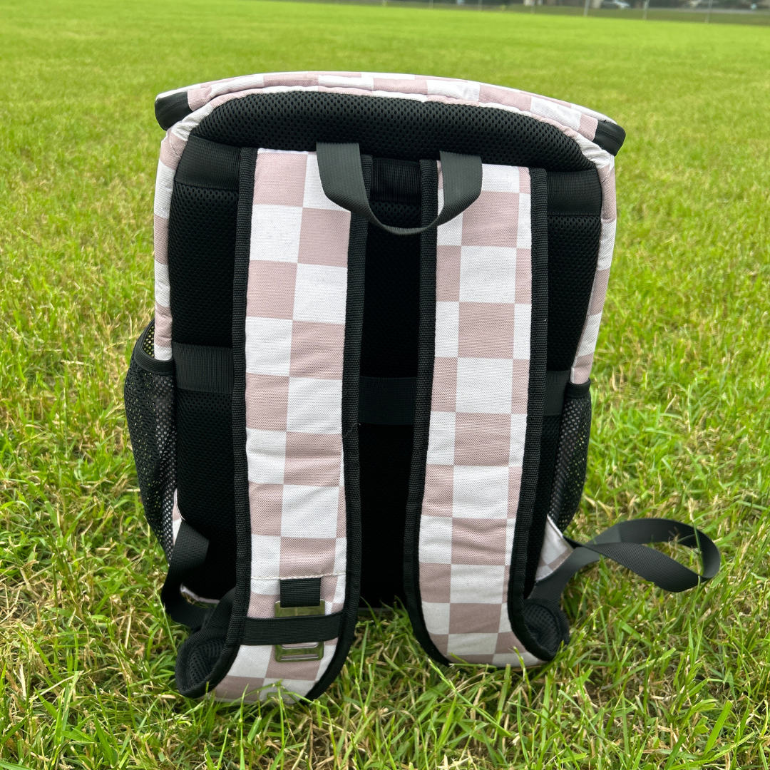 Speckled Beige Checkerboard Backpack Cooler