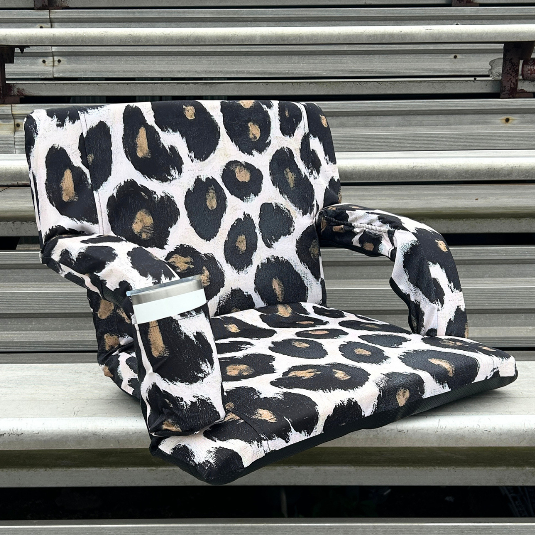 Painted Leopard 23" Stadium Seat with Armrests