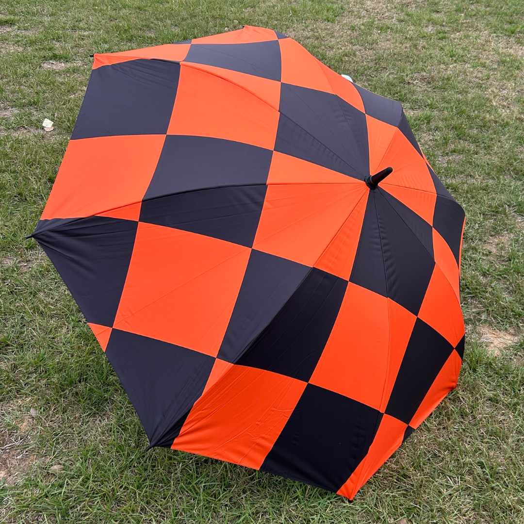 Orange Checkerboard - UPF 50+ Large Golf Umbrella