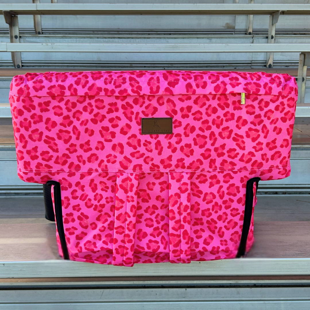 Pink Leopard 23" Stadium Seat with Armrests