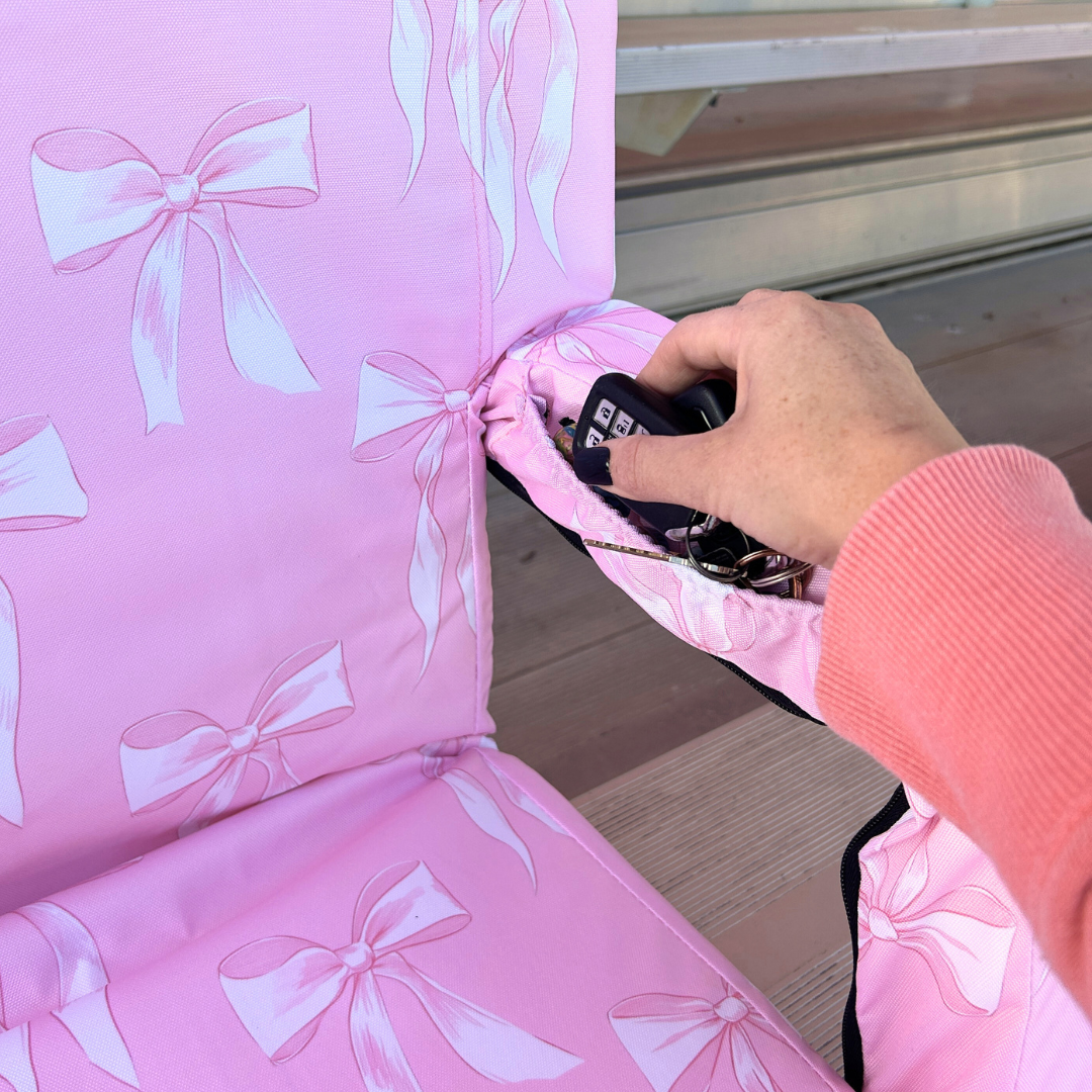 Pink Bows 23" Stadium Seat with Armrests