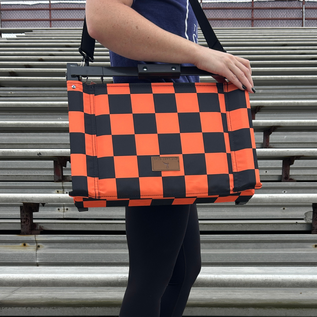 Orange Checkerboard Folding Stadium Seat
