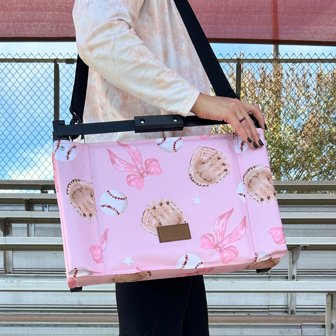 Baseballs & Bows Folding Stadium Seat