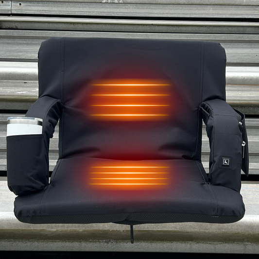Heated Black 23" Wide Stadium Seat with Armrests
