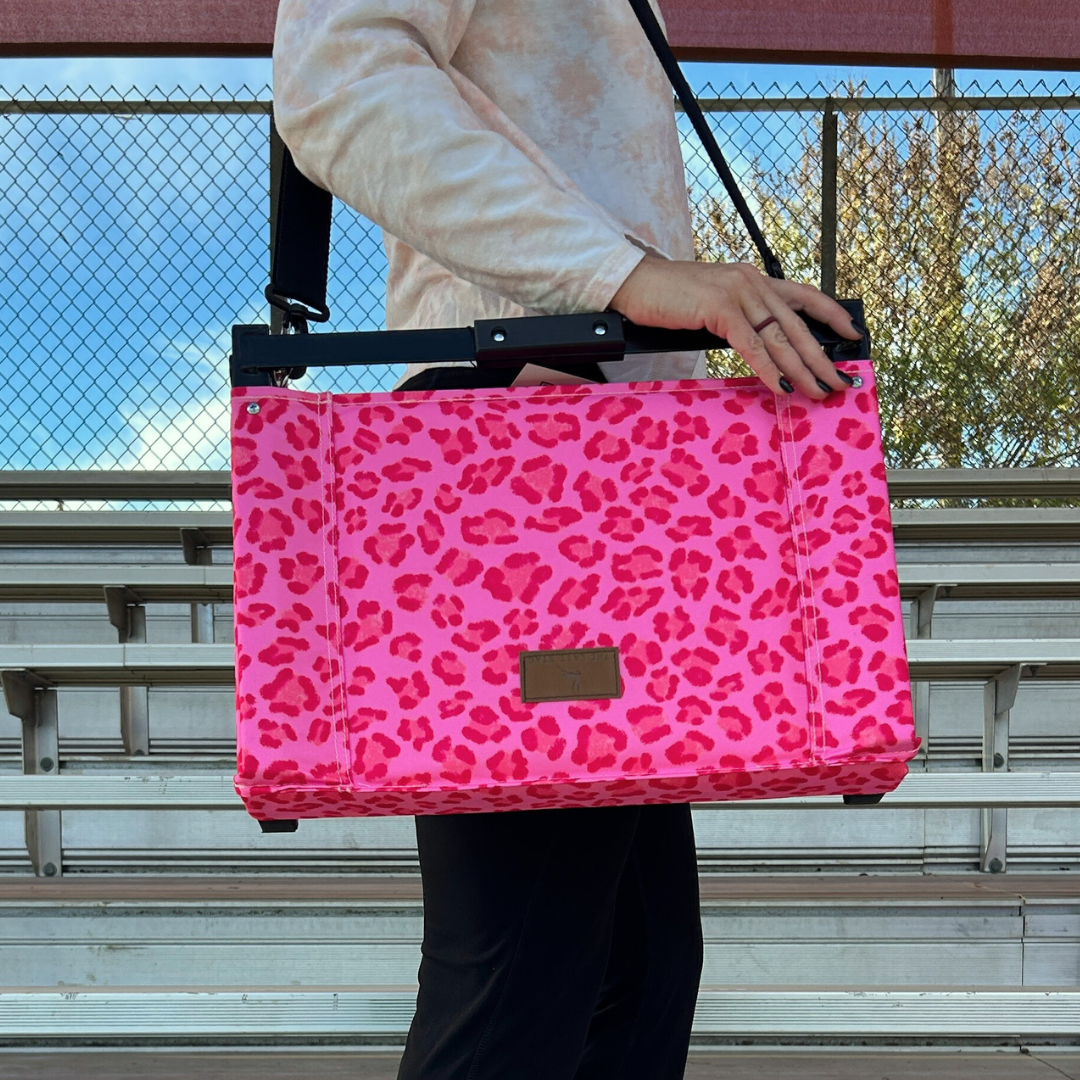 Pink Leopard Folding Stadium Seat