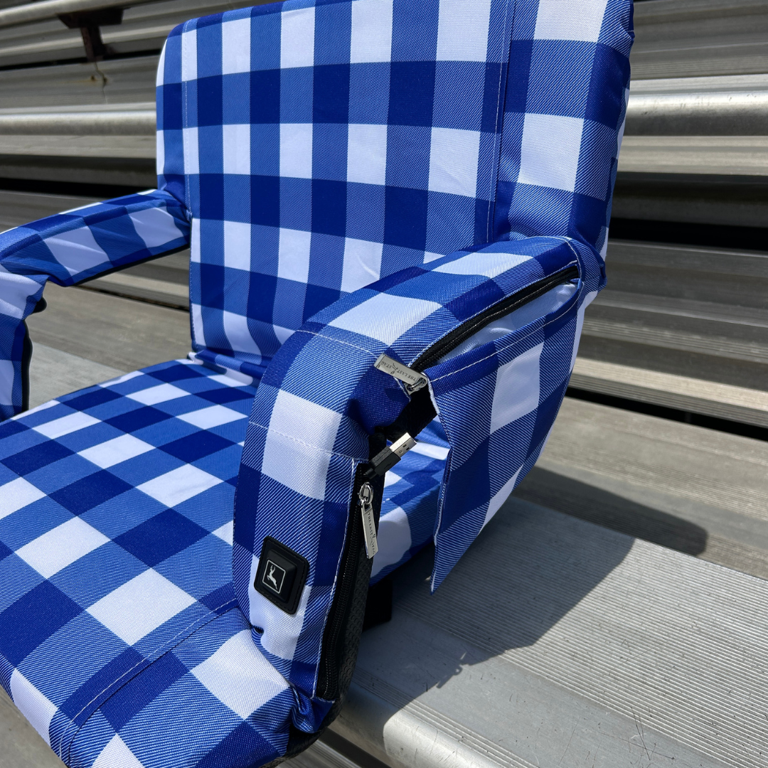 Heated Blue Buffalo 23" Stadium Seat with Armrests