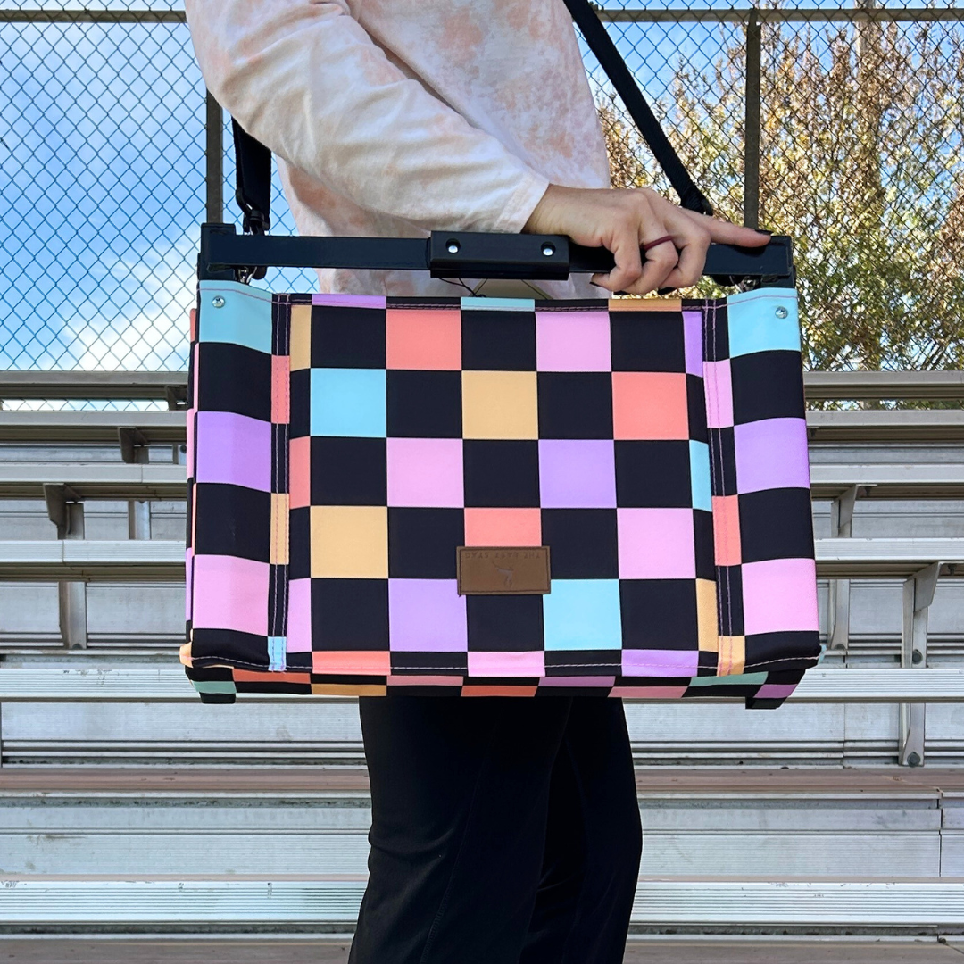 Retro Checkerboard Folding Stadium Seat