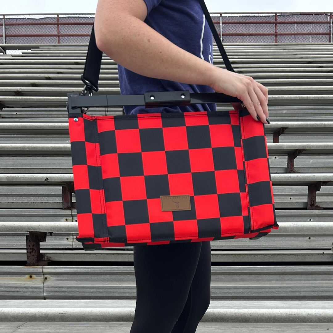 Red Checkerboard Folding Stadium Seat