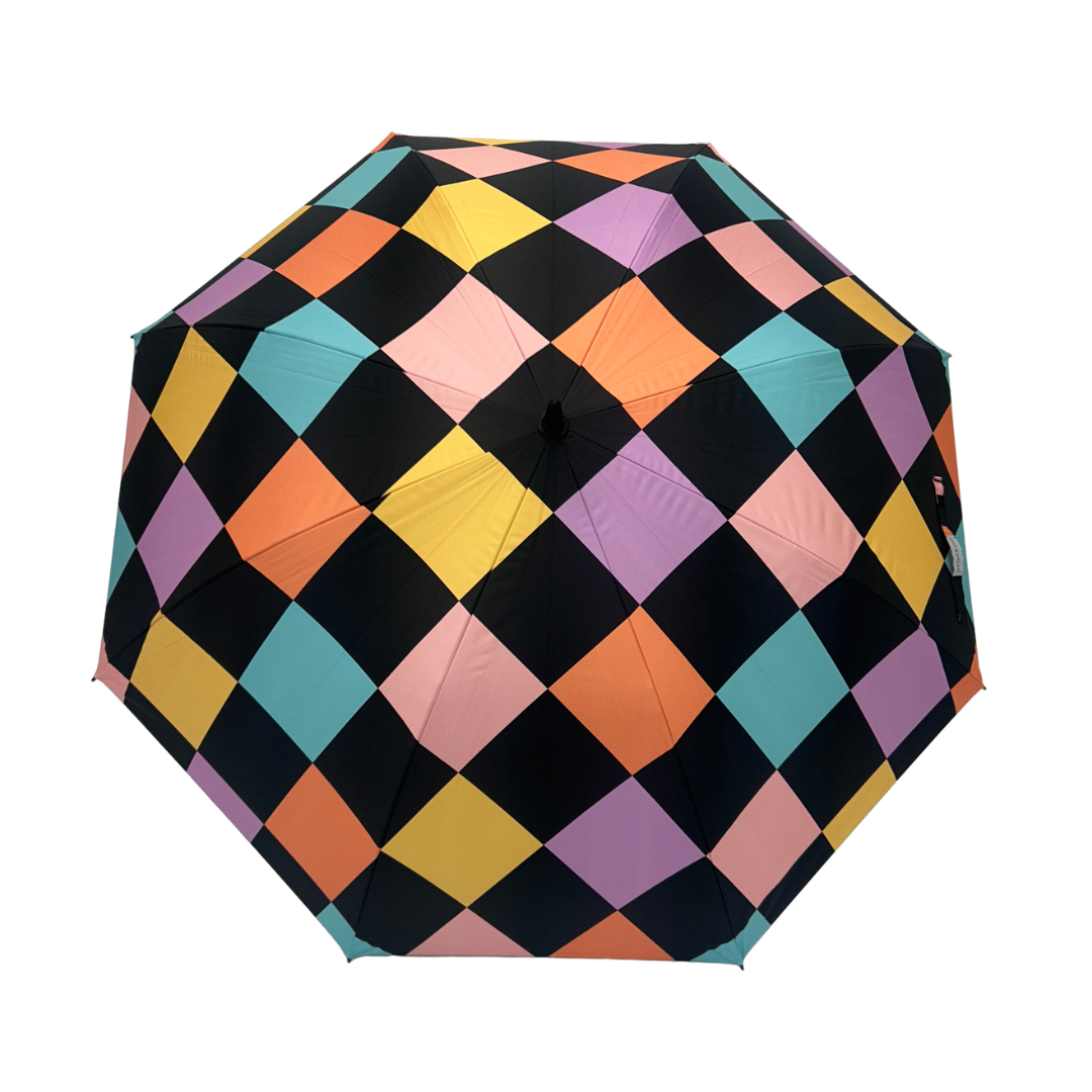 Retro Checkerboard - UPF 50+ Large Golf Umbrella