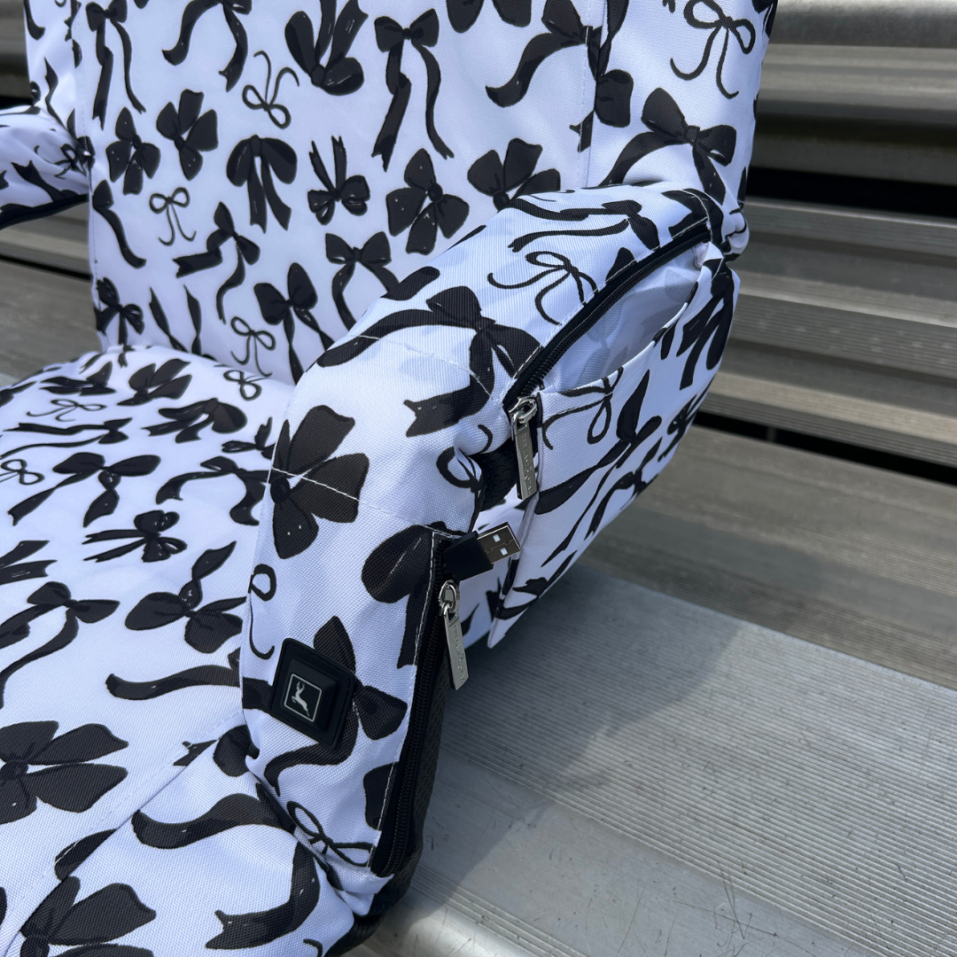 Heated Black Bows 23" Stadium Seat with Armrests