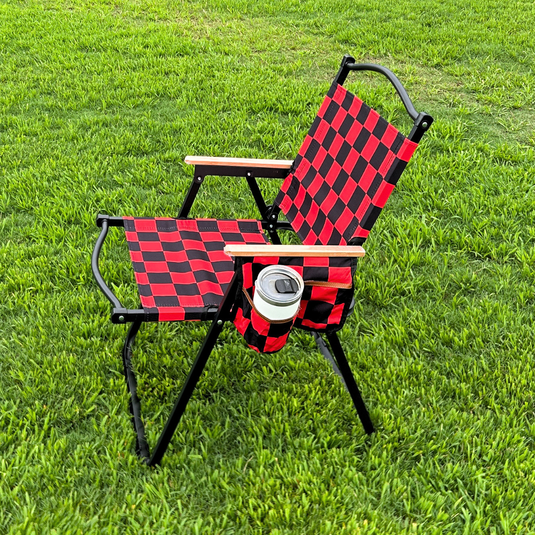 Red Checkerboard Folding Lawn Chair