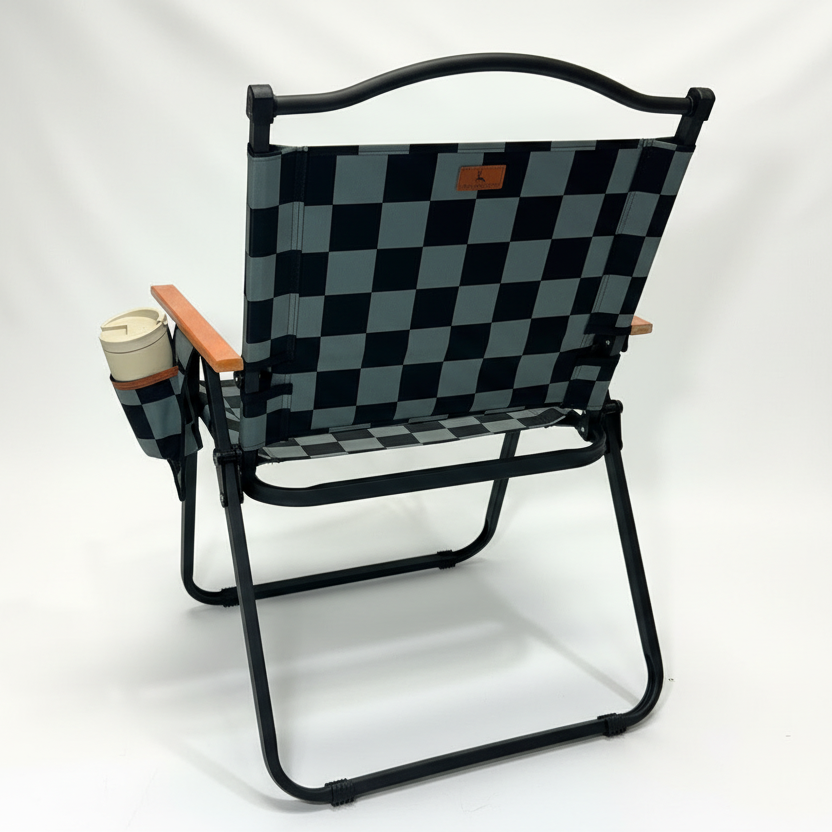 Grey Checkerboard Folding Lawn Chair
