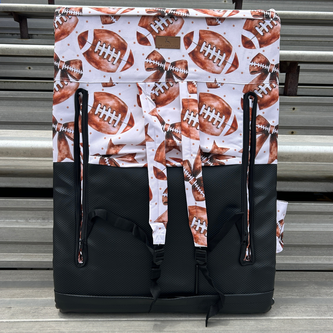 Footballs & Bows 23" Stadium Seat with Armrests