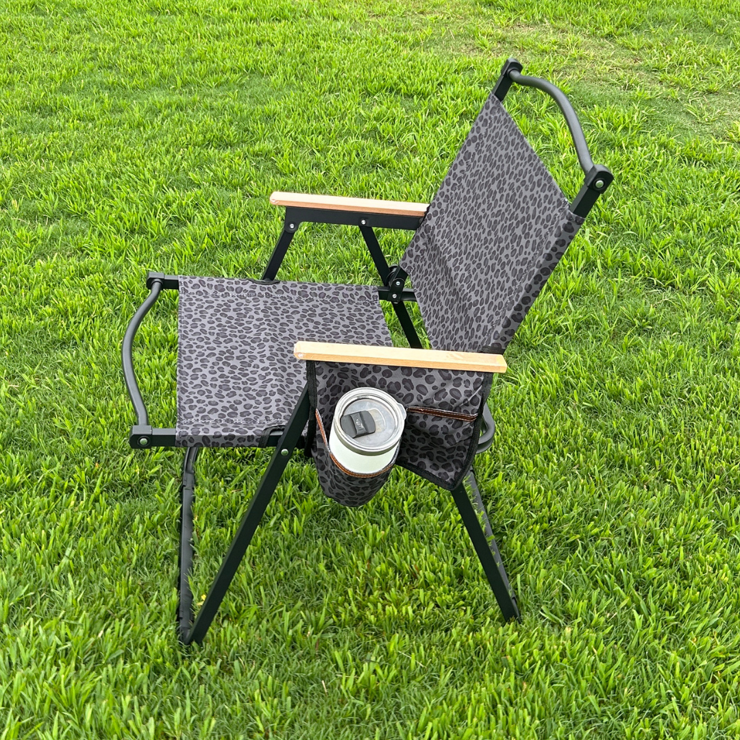 Black Leopard Folding Lawn Chair