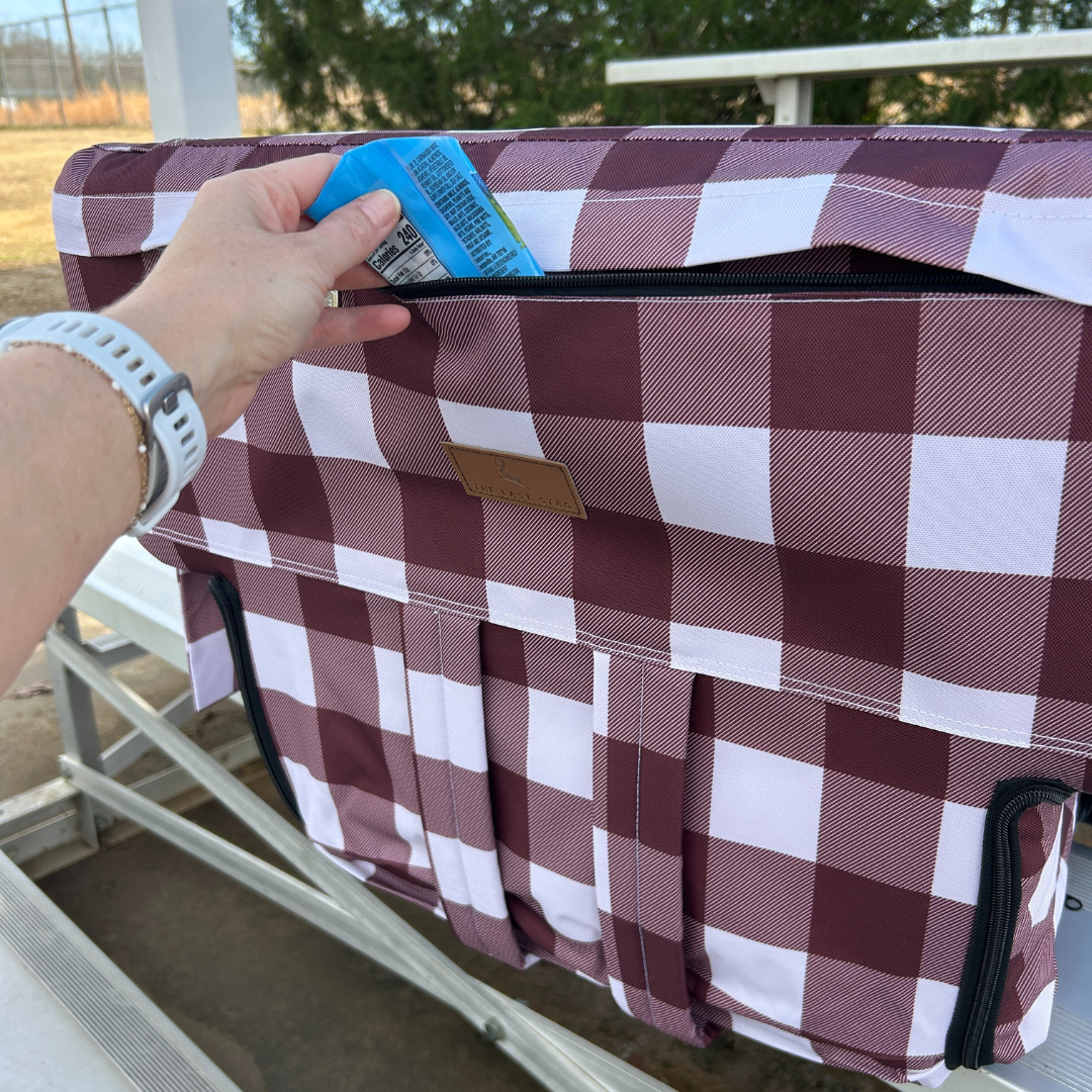 Heated Maroon Buffalo 23" Stadium Seat with Armrests