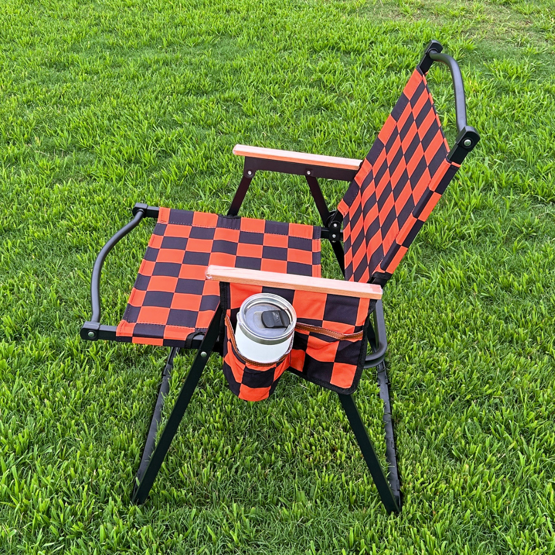 Orange Checkerboard Folding Lawn Chair