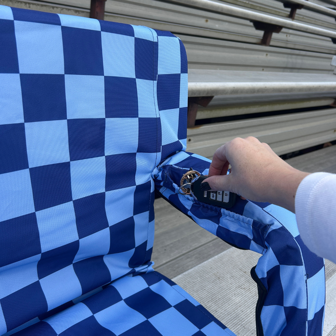 Navy Checkerboard 23" Stadium Seat with Armrests