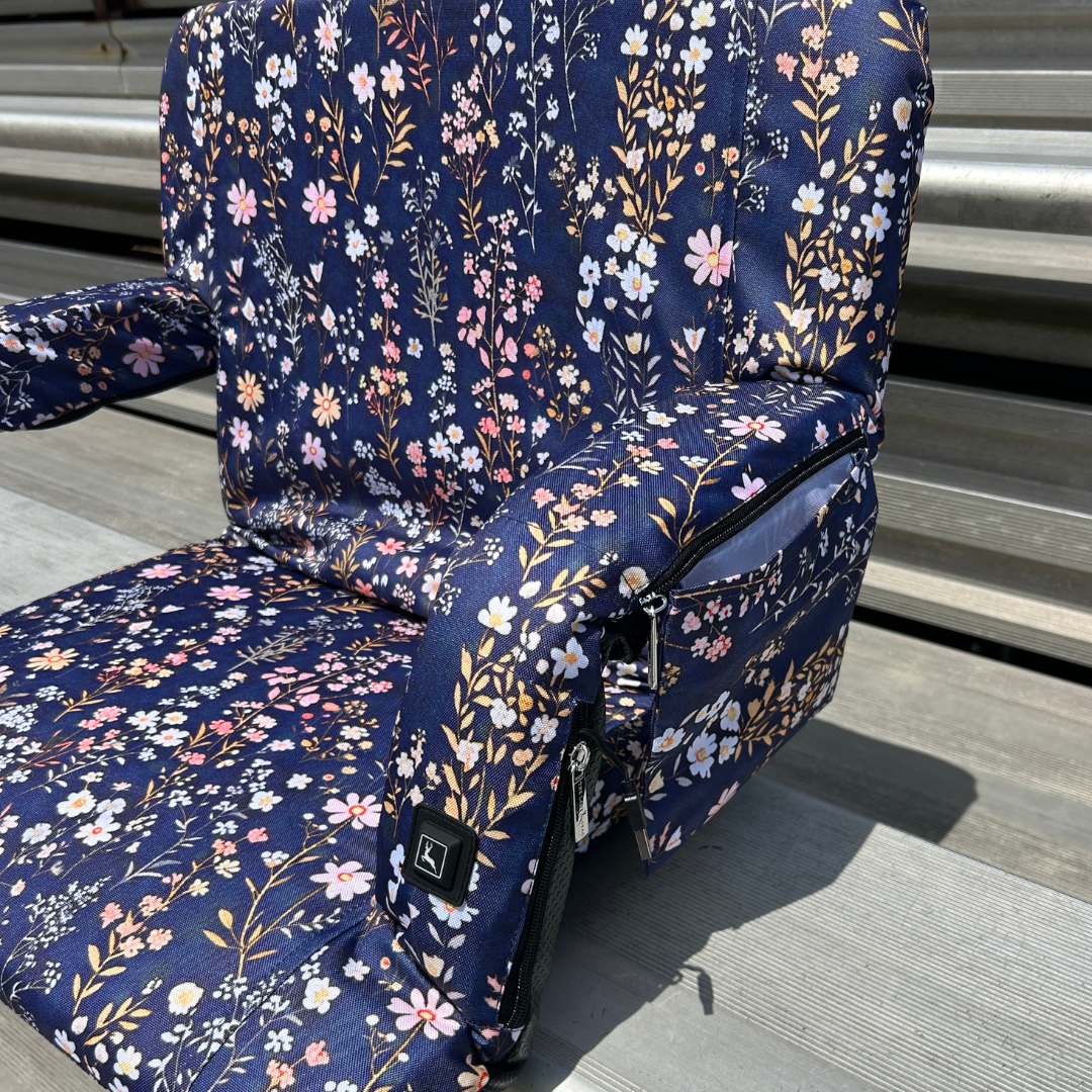 Heated Flower Garden 23" Stadium Seat with Armrests