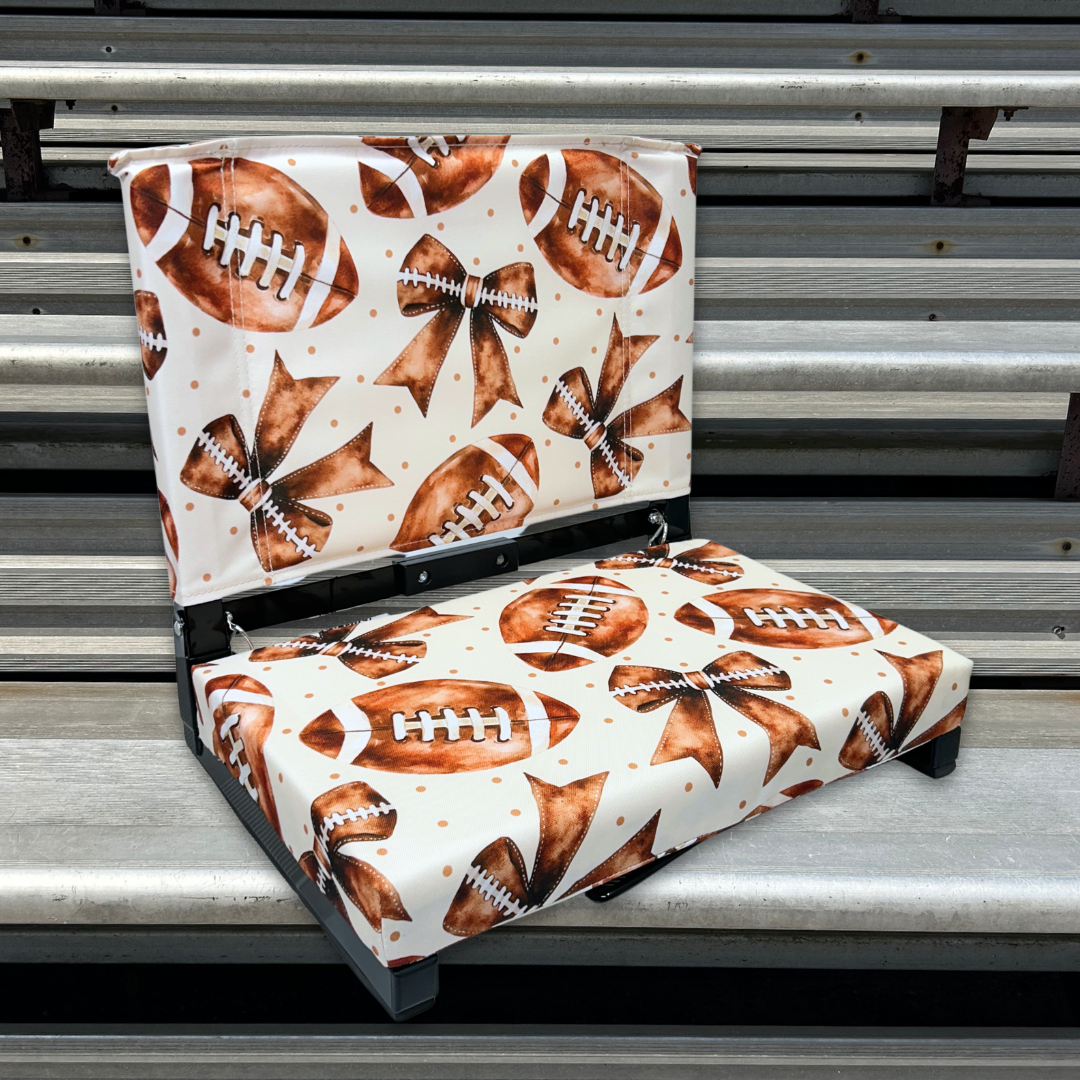 Footballs & Bows Folding Stadium Seat
