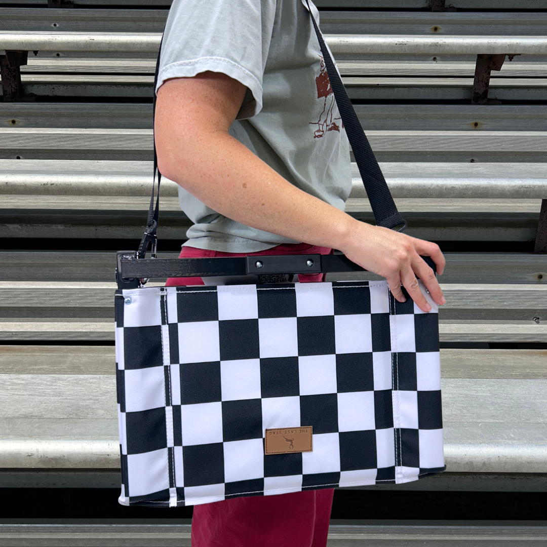 Black and White Checkerboard Folding Stadium Seat