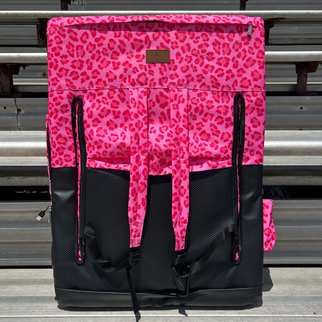 Heated Pink Leopard 23" Stadium Seat with Armrests