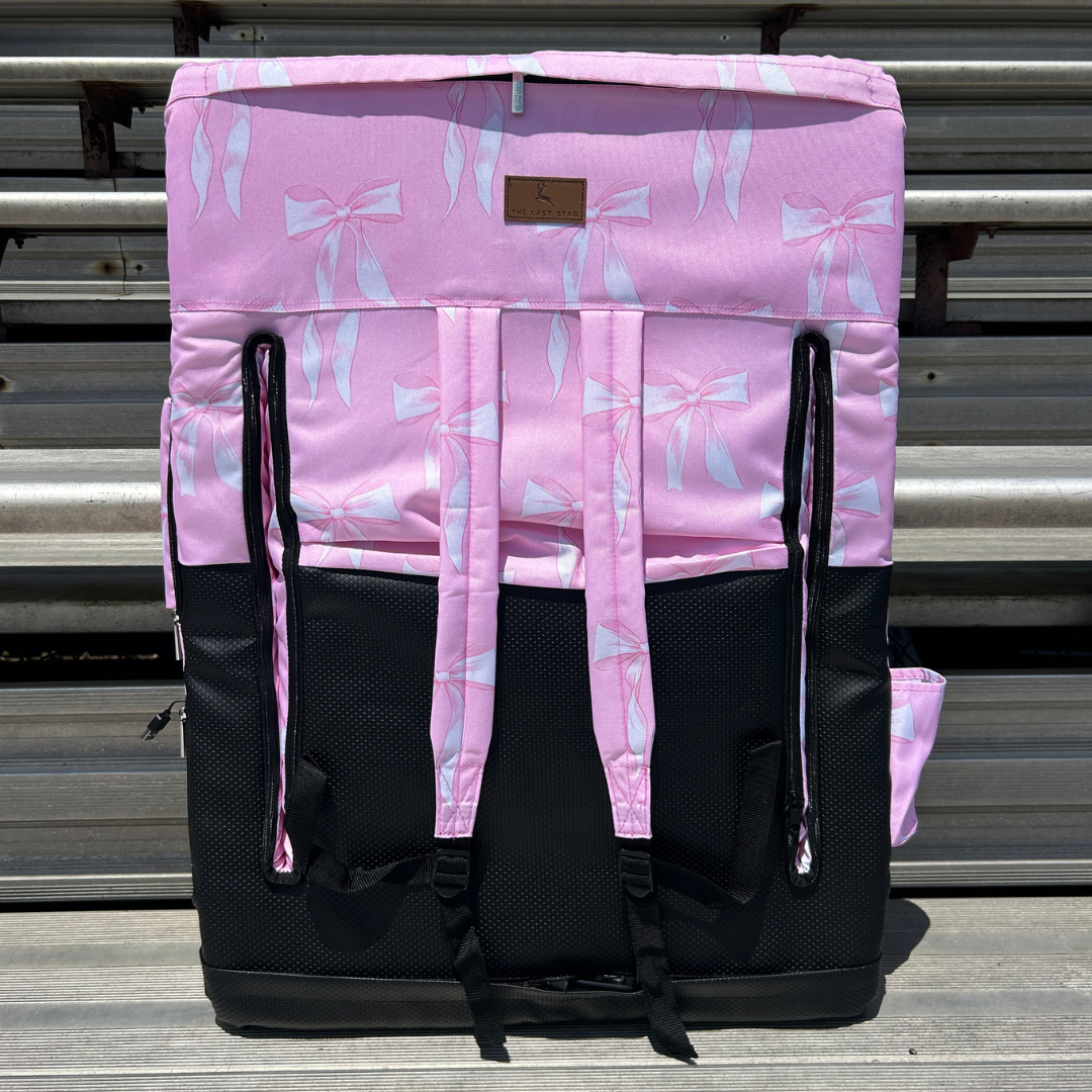 Heated Pink Bows 23" Stadium Seat with Armrests