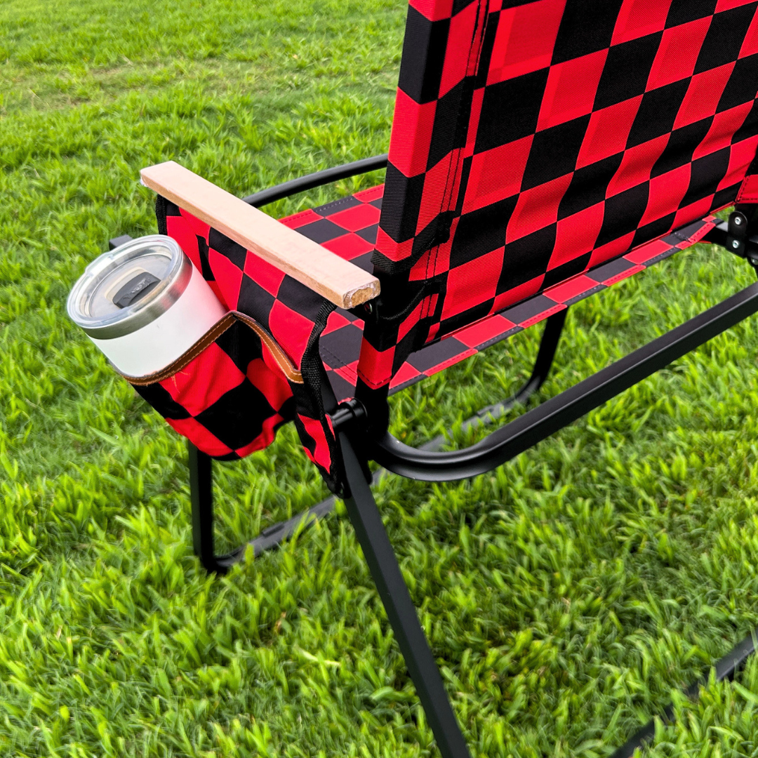 Red Checkerboard Folding Lawn Chair