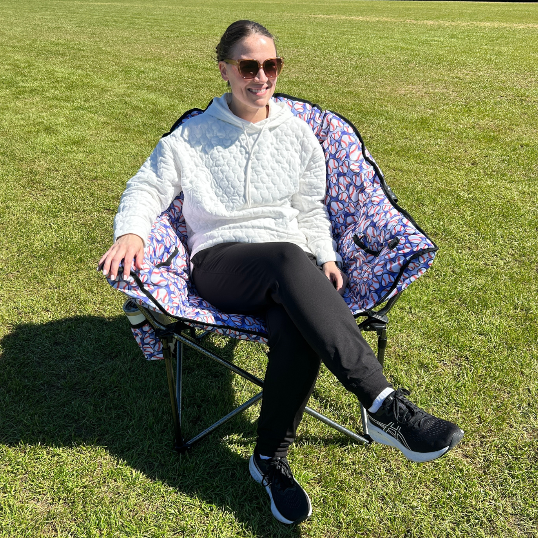 Baseball Hearts - Heated Sideline Chair