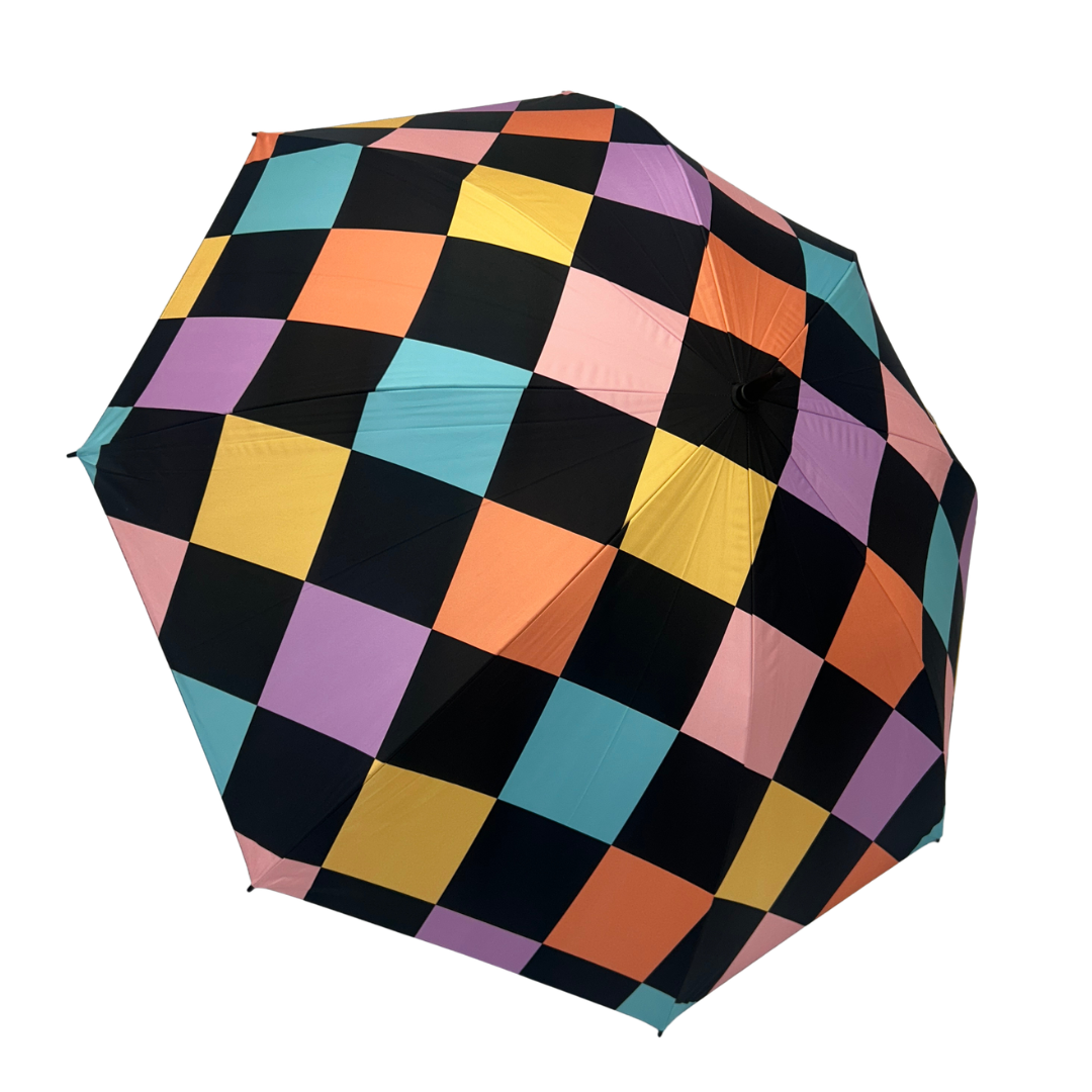 Retro Checkerboard - UPF 50+ Large Golf Umbrella