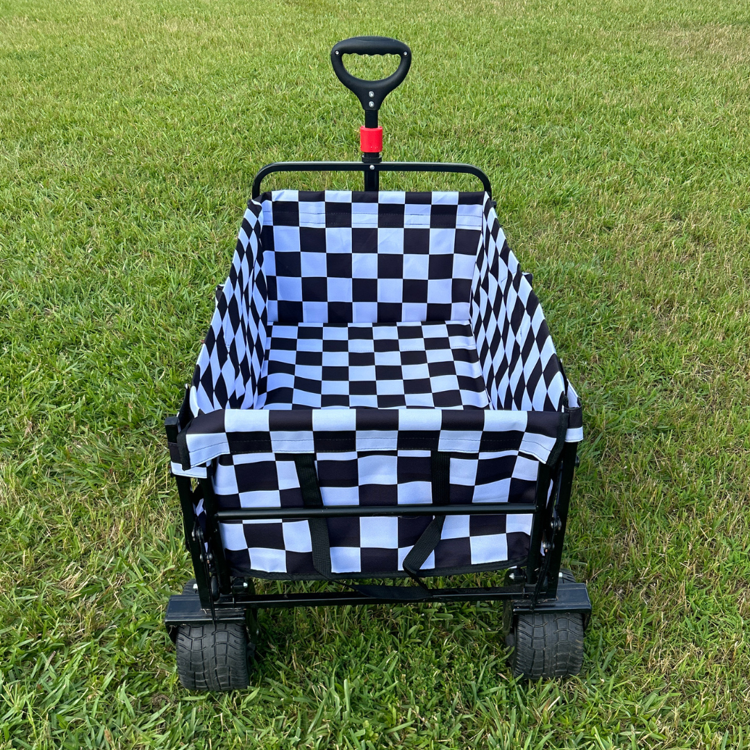 Black and White Checkerboard Tailgate Wagon