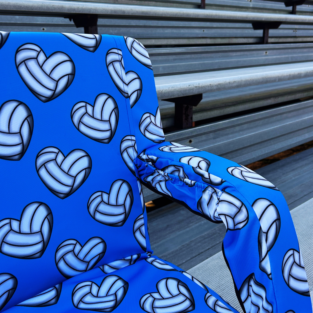 Volleyball Hearts Blue 23" Stadium Seat with Armrests