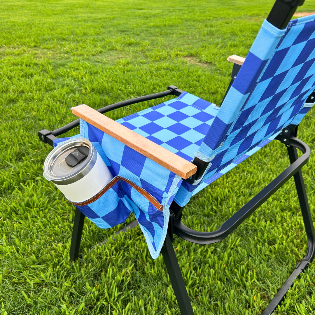 Blue Checkerboard Folding Lawn Chair