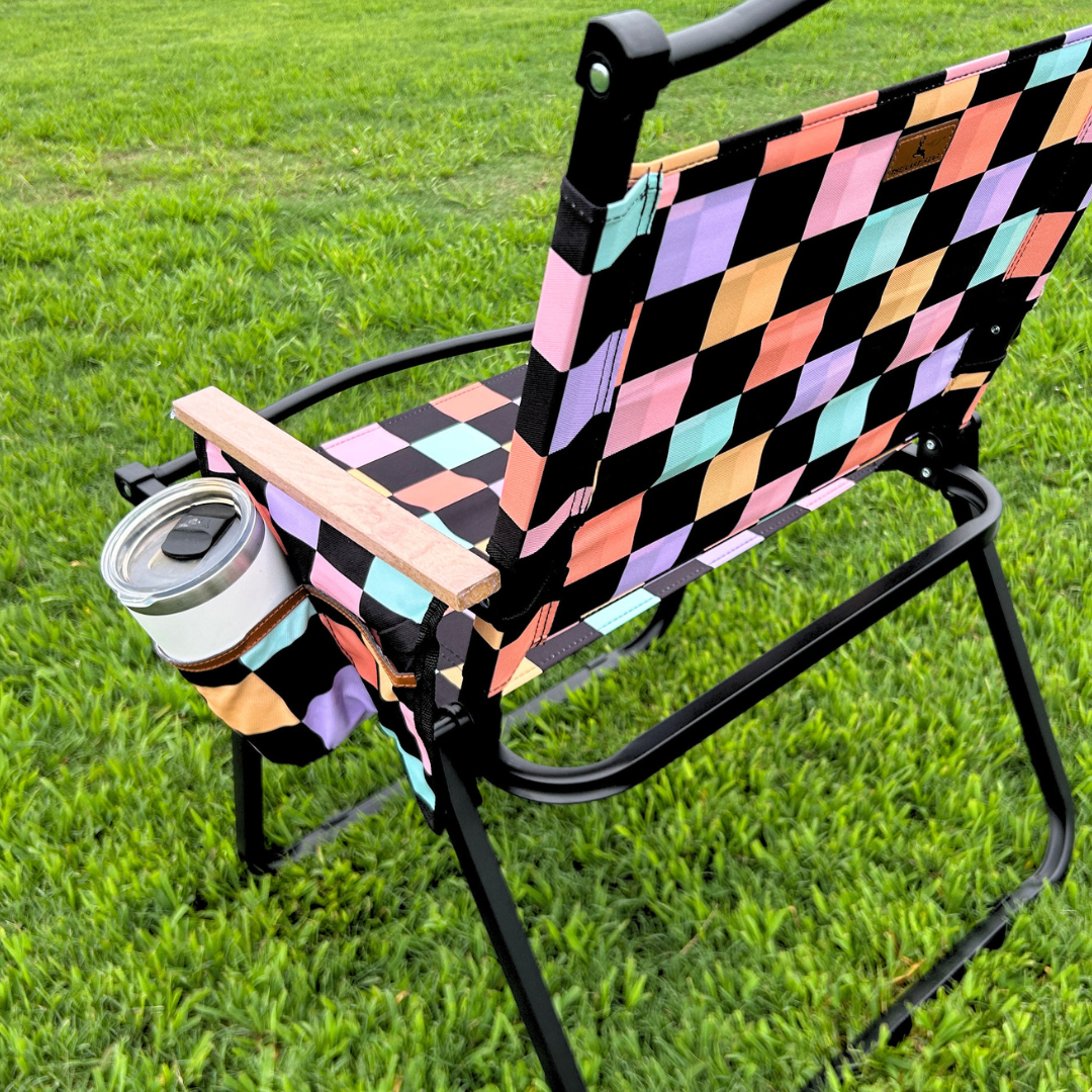 Retro Checkerboard Folding Lawn Chair