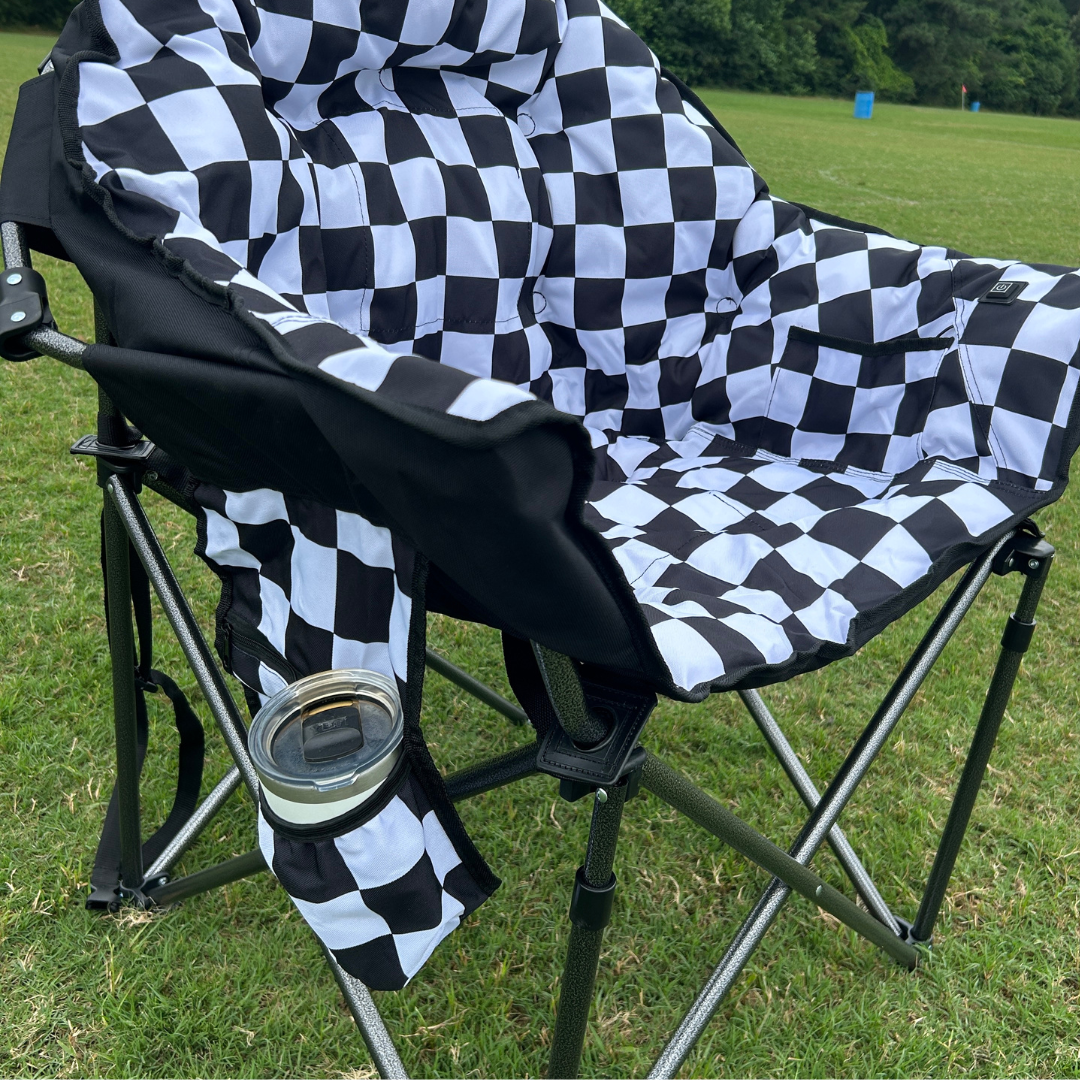 Black and White Checkerboard - Heated Sideline Chair
