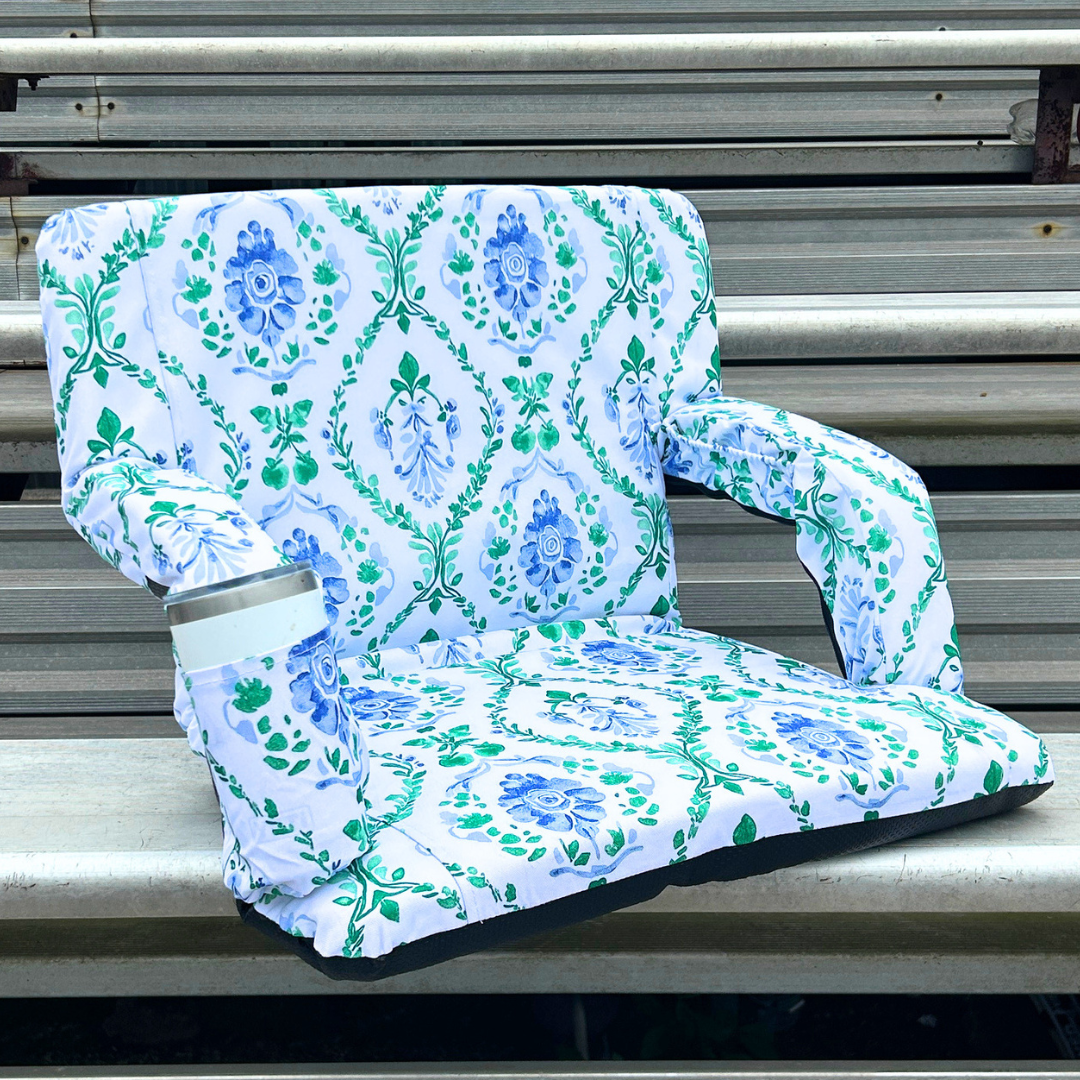 Damask Floral 23" Stadium Seat with Armrests