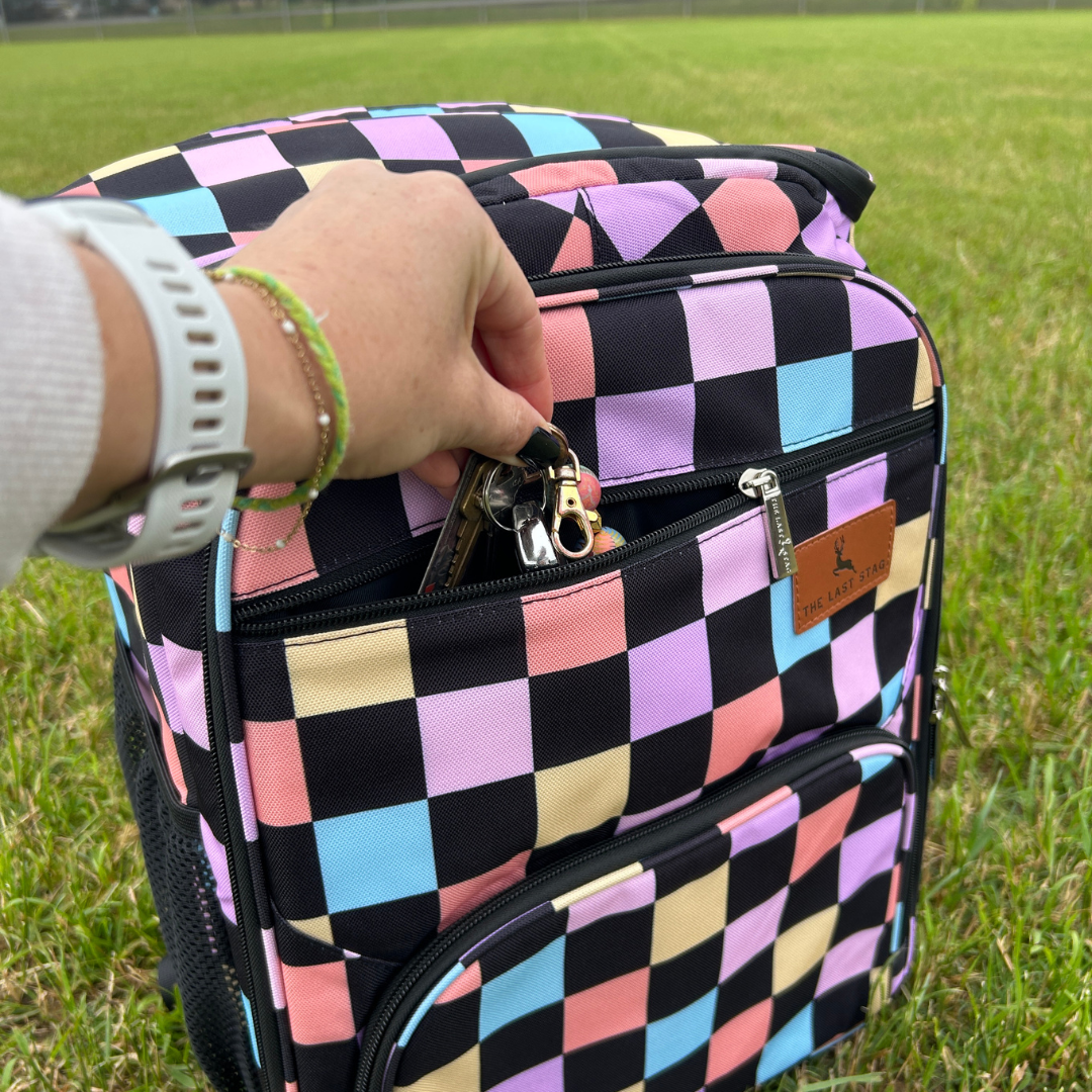 Retro Checkerboard Backpack Cooler