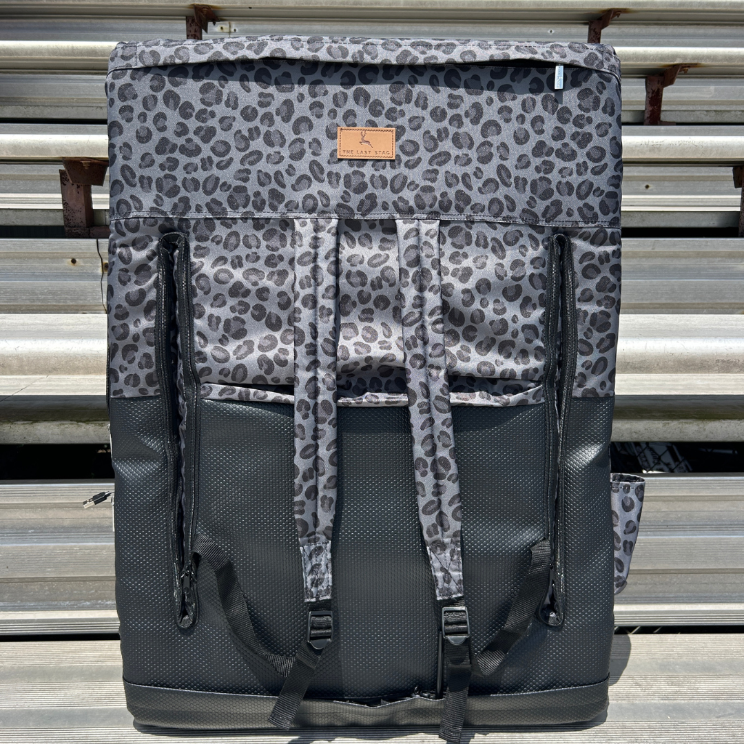 Heated Black Leopard 23" Stadium Seat with Armrests