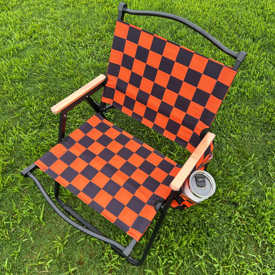 Orange Checkerboard Folding Lawn Chair