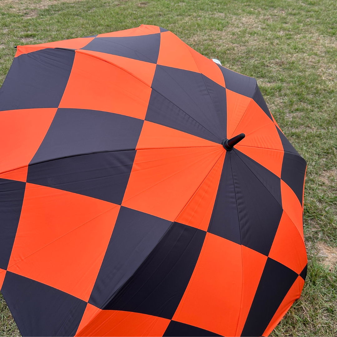 Orange Checkerboard - UPF 50+ Large Golf Umbrella