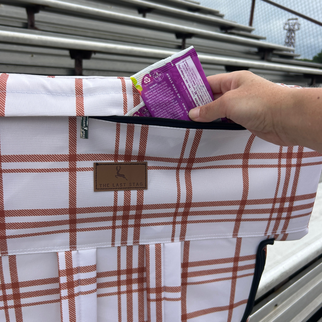 Rusty Plaid 23" Stadium Seat with Armrests