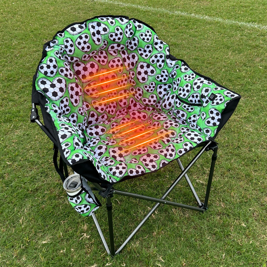 Soccer Hearts - Green - Heated Sideline Chair