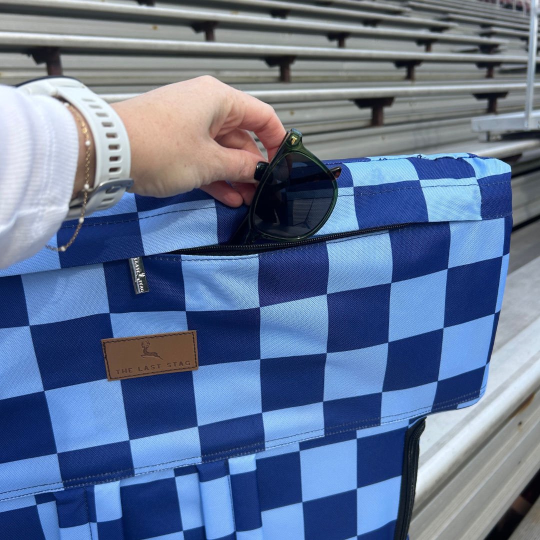 Navy Checkerboard 23" Stadium Seat with Armrests